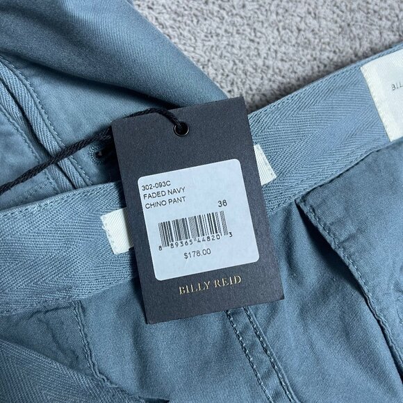 Billy Reid Slim Fit Cut Faded Navy Blue Chino Pant Preppy Men's 36x29 NWT - Picture 7 of 7